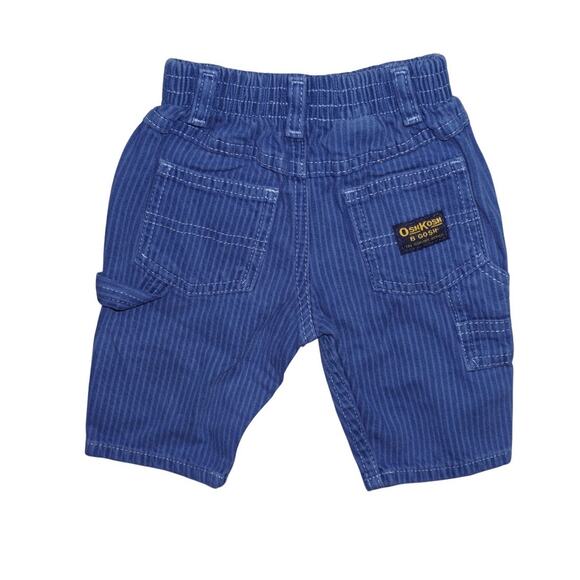 OshKosh B’gosh Baby Railroad-Stripe Carpenter Pants | Blue Utility Pockets |0–3M - Picture 2 of 6